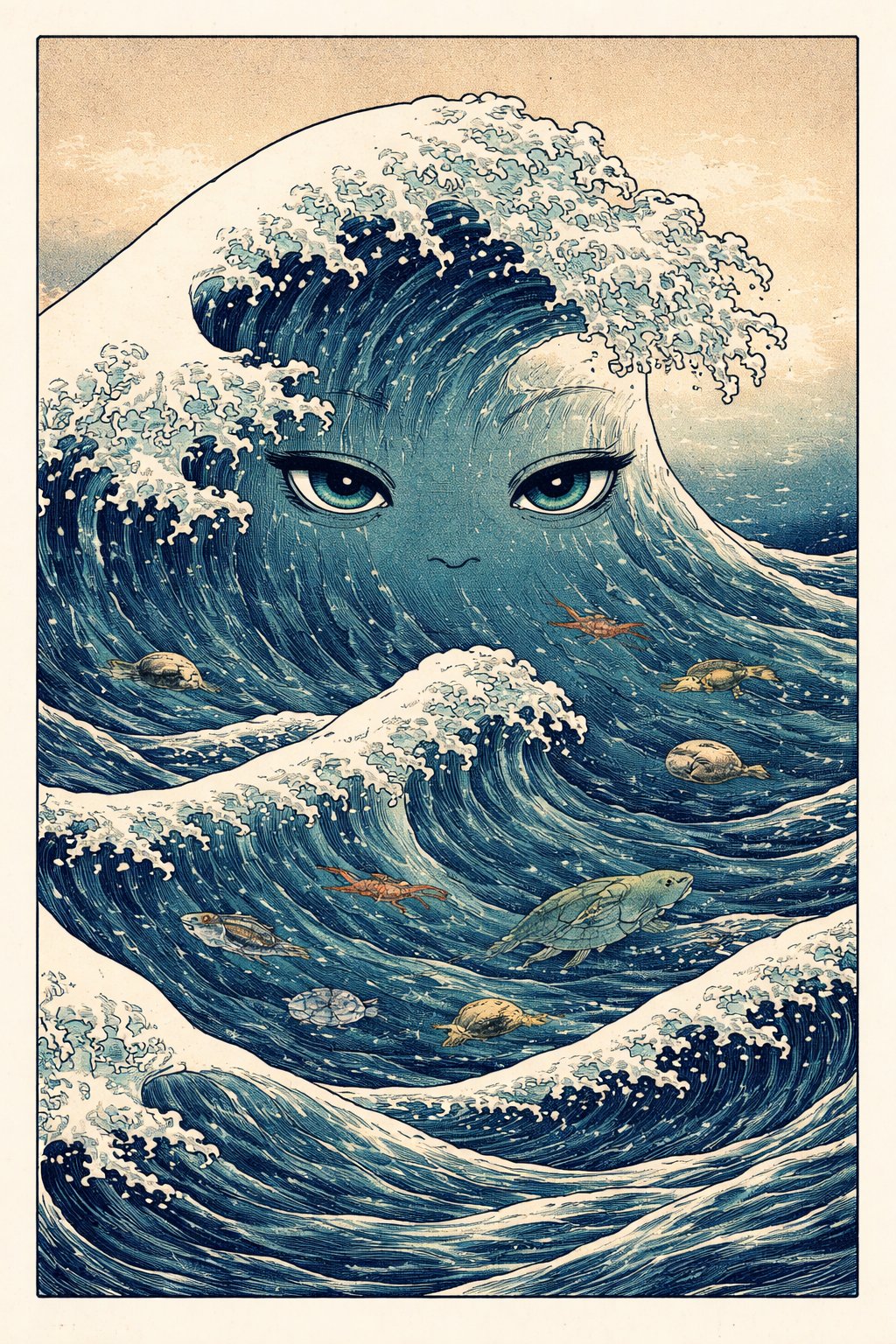 ウミさん — 北斎風の大波