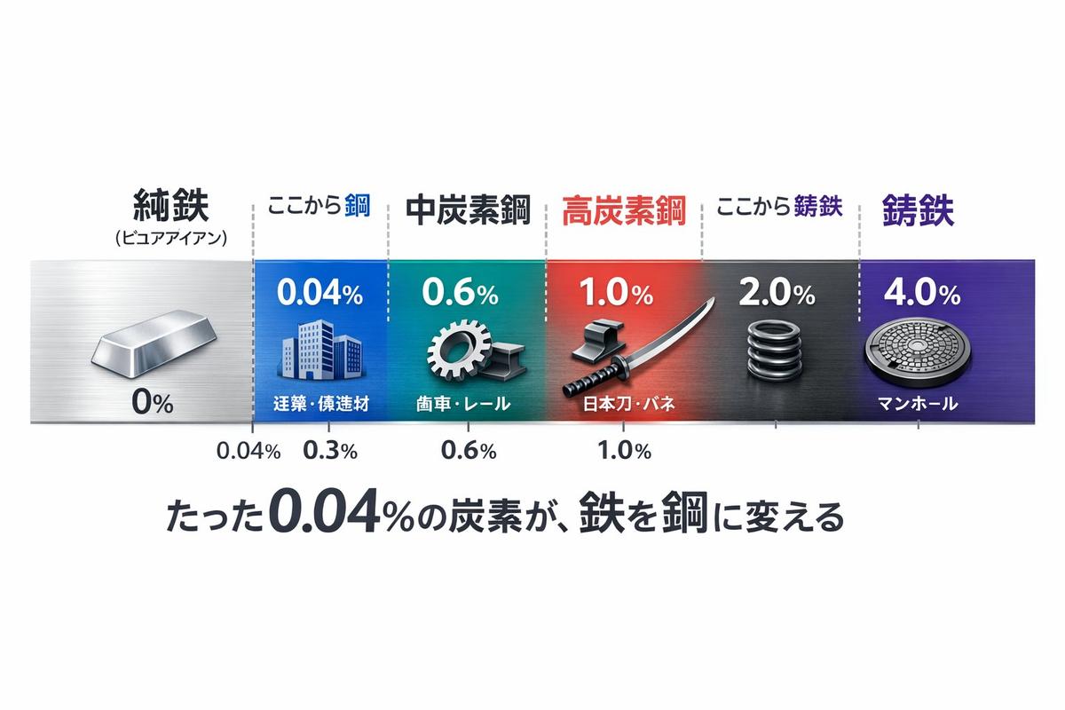 炭素含有量と鋼の性質