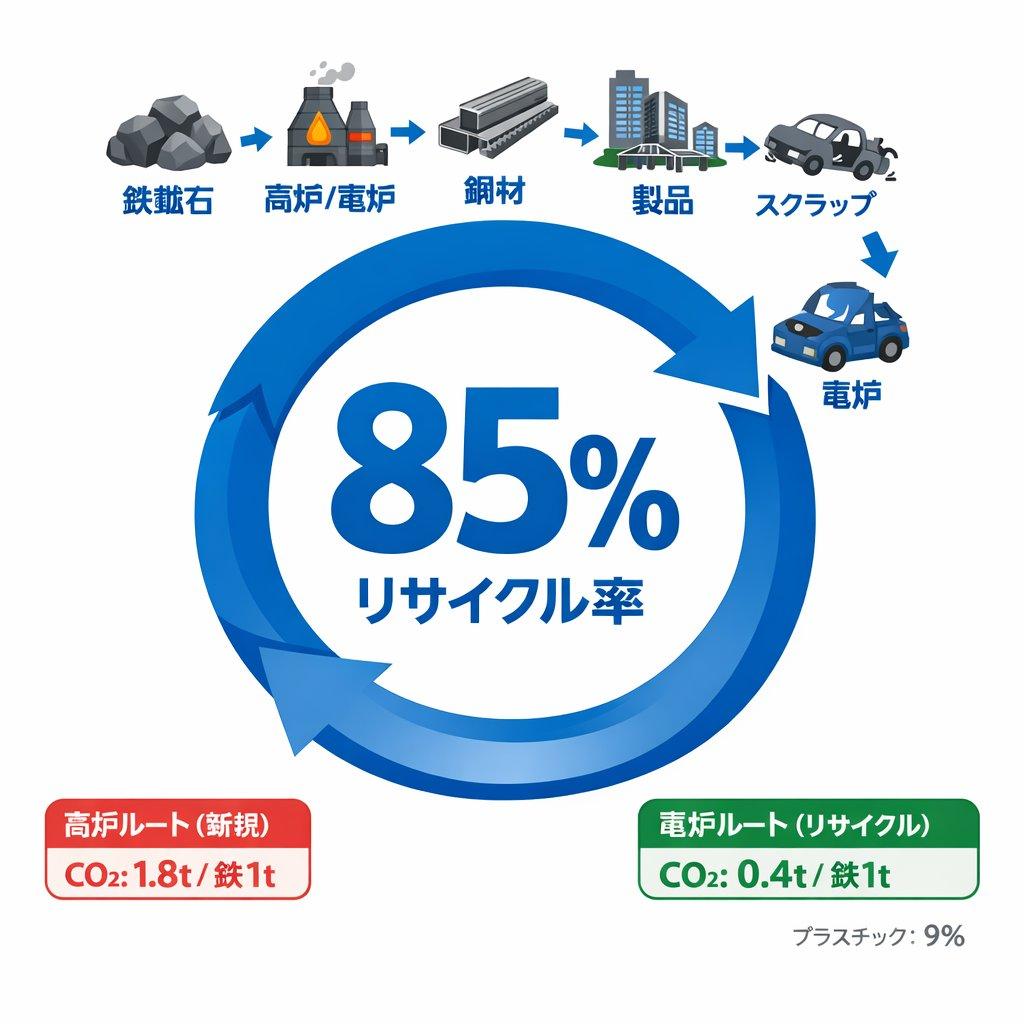 鉄のリサイクルループ 85%