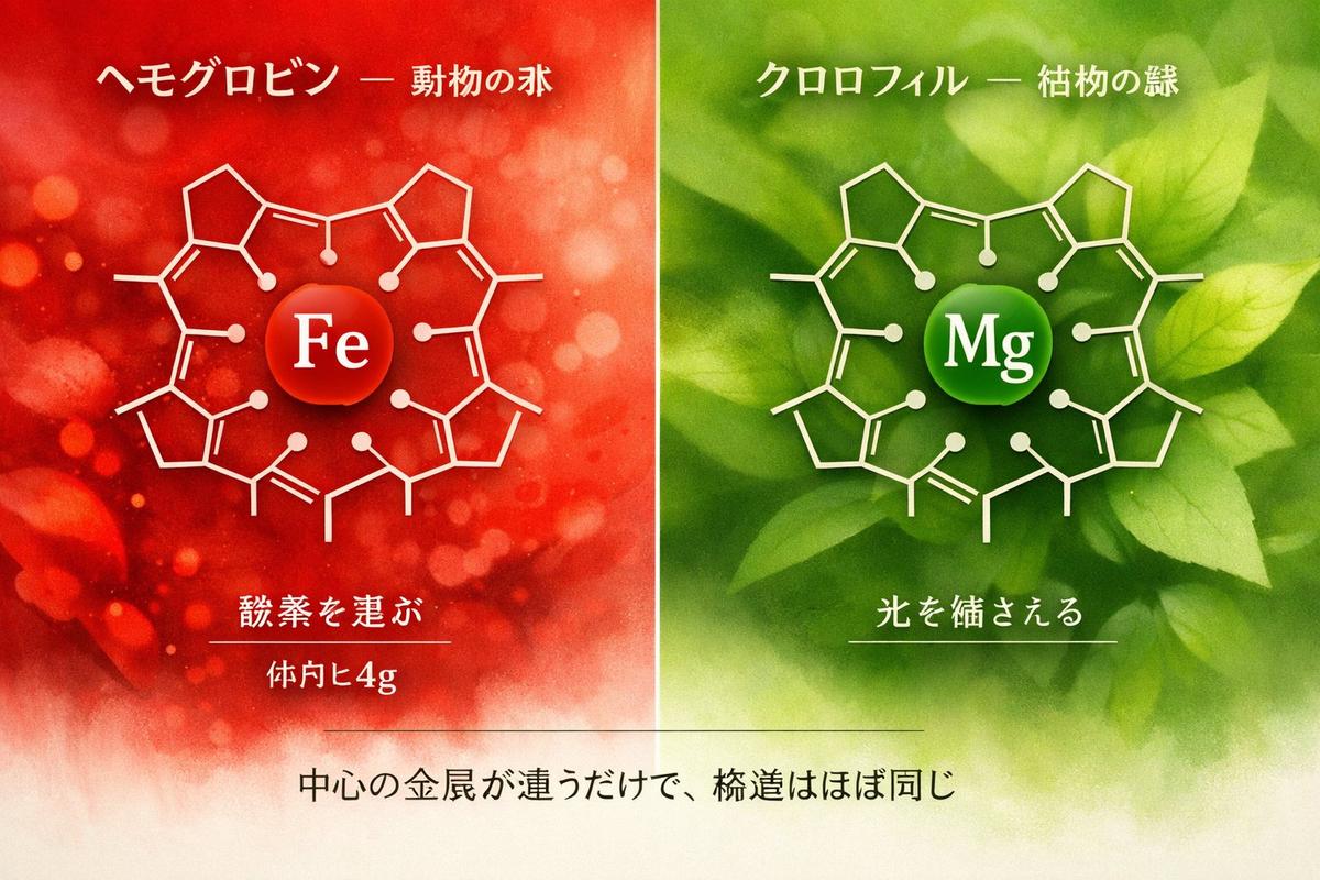 ヘモグロビン vs クロロフィル