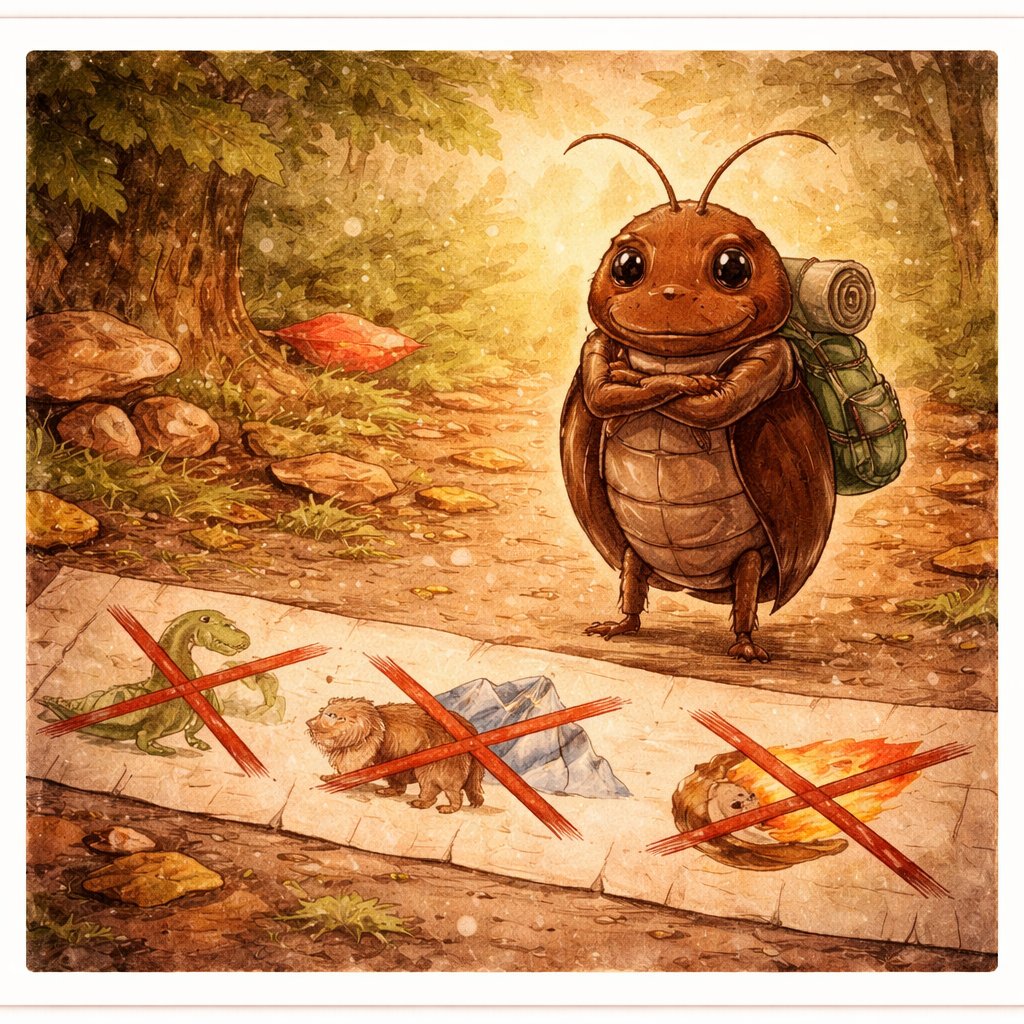 ゴキ先輩：恐竜を生き延びたサバイバーのゴキブリキャラクター