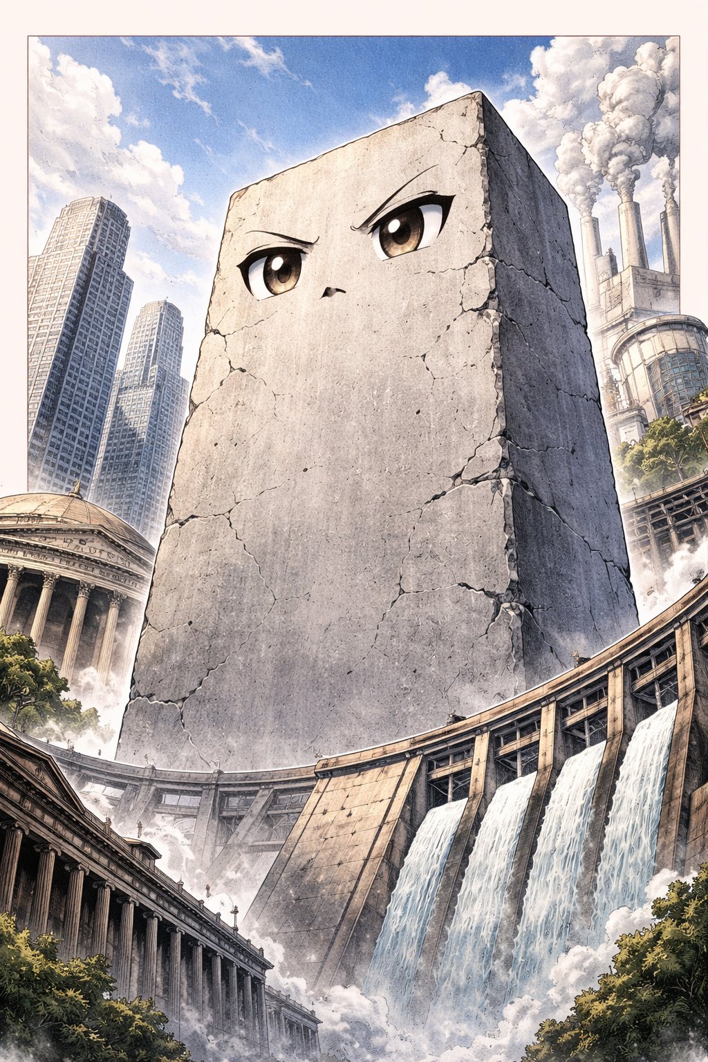 コンクリ — ダムとビルの巨大ブロック