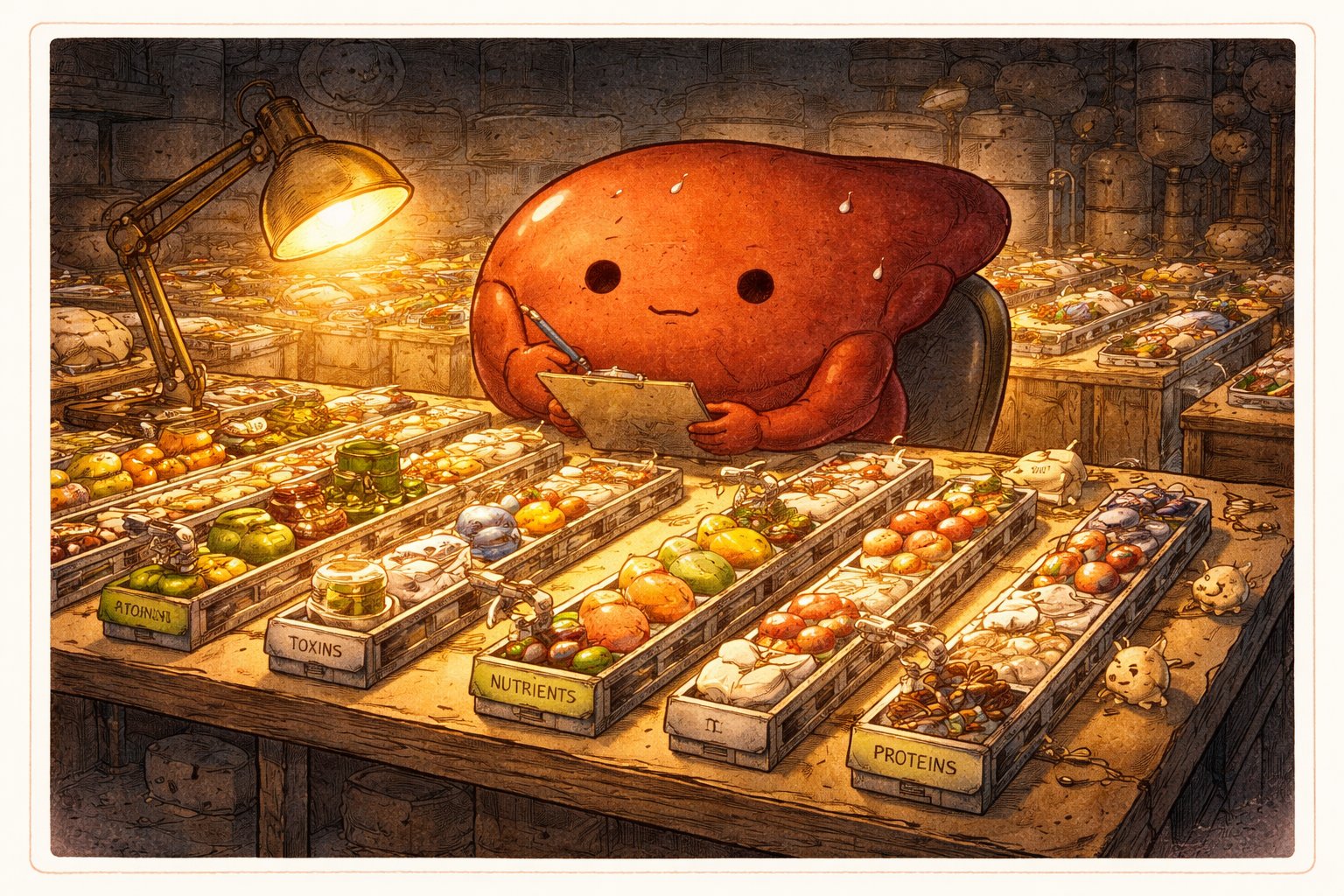 レバー — 倉庫で仕分けする肝臓